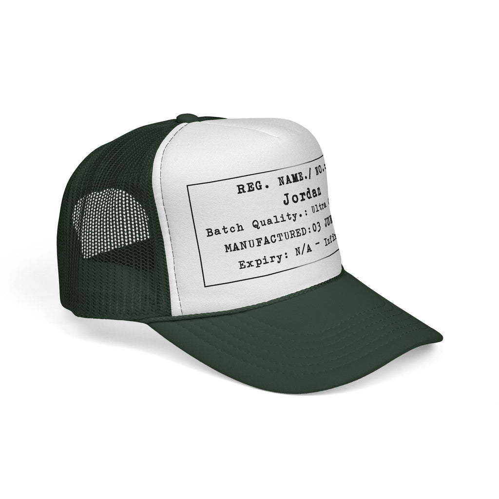 Personalised Details Stamp (Manufacturing Details Imitation) Trucker Cap