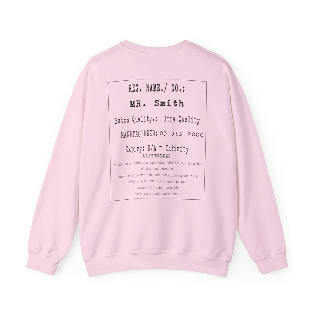 Back  Print Personalised Details Stamp (Manufacturing Details Imitation) With Wasp Logo Crewneck Sweatshirt