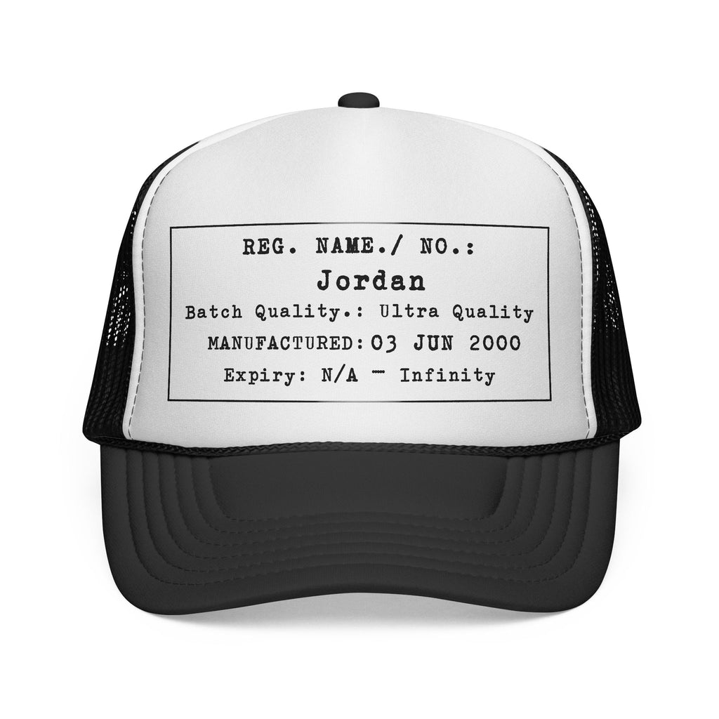 Personalised Details Stamp (Manufacturing Details Imitation) Trucker Cap
