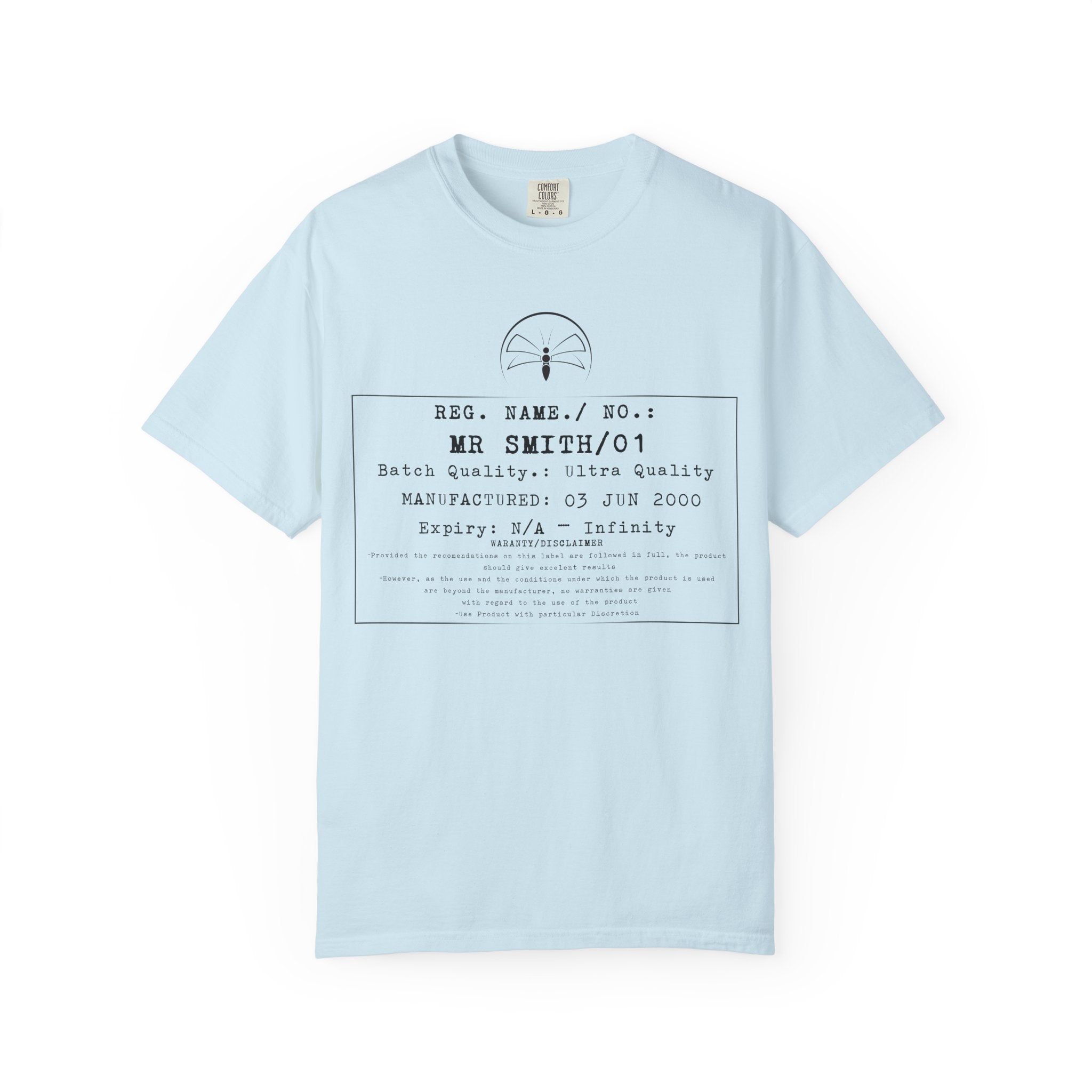 Front Print Personalised Details Stamp (Manufacturing Details Imitation) With Wasp Logo T-Shirt