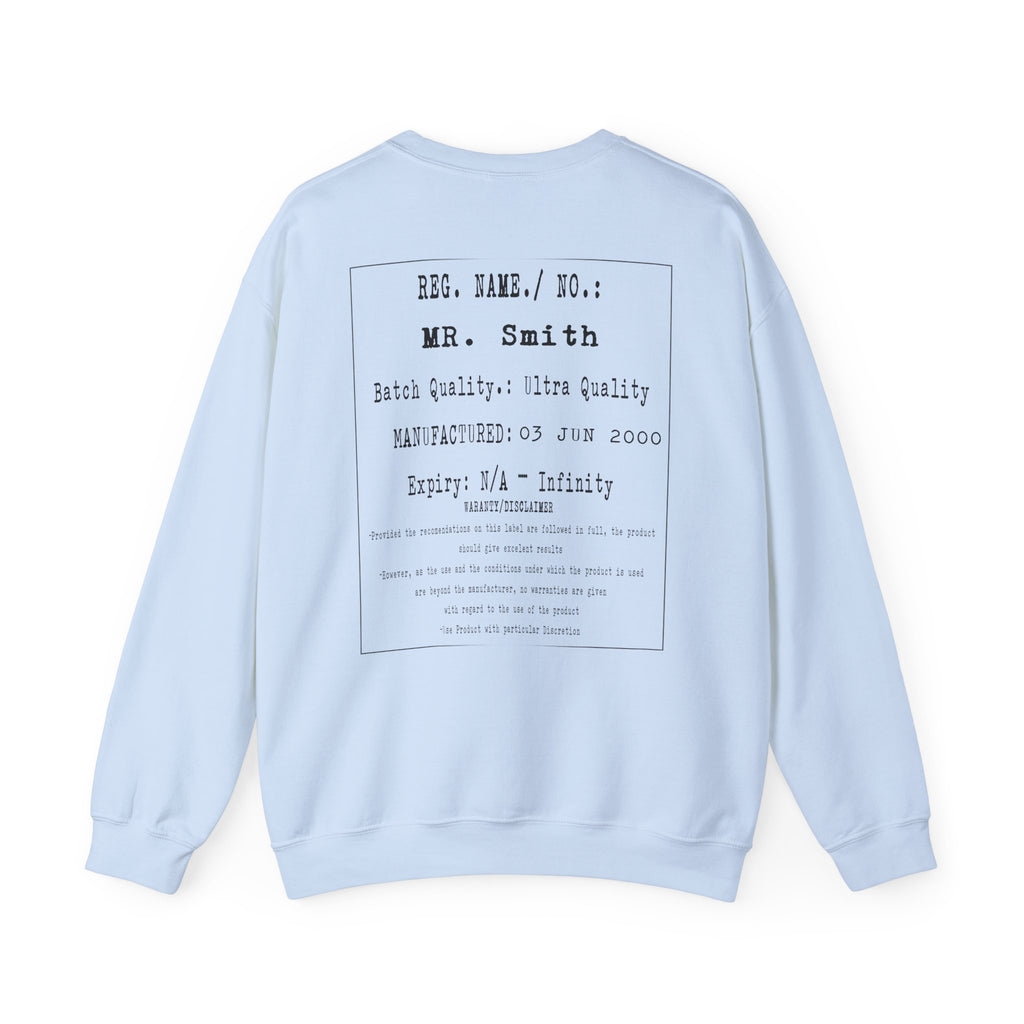 Back  Print Personalised Details Stamp (Manufacturing Details Imitation) With Wasp Logo Crewneck Sweatshirt
