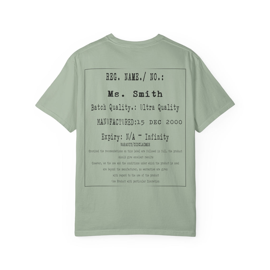 Back Print Personalised Details Stamp (Manufacturing Details Imitation) With Butterfly Logo T-Shirt