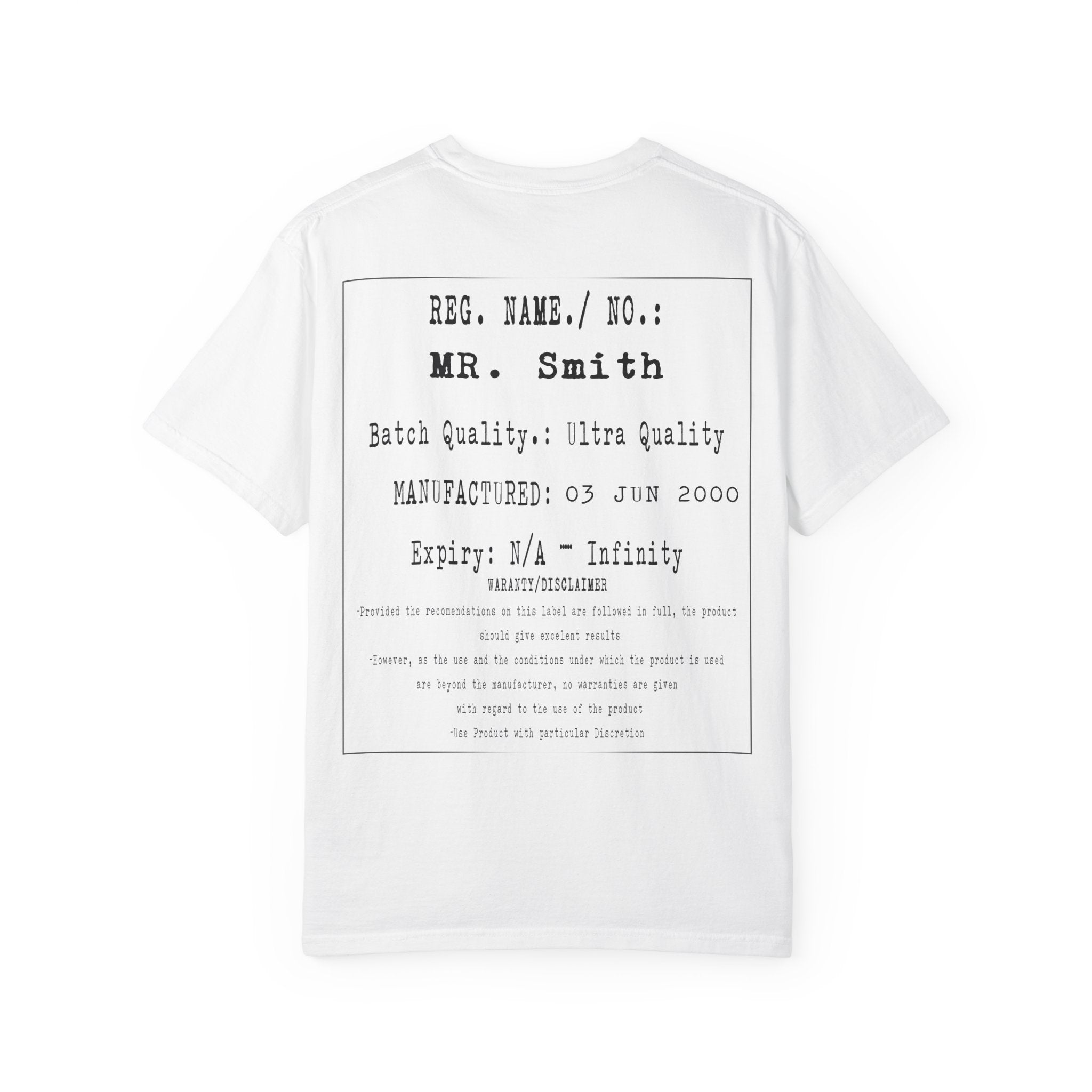 Back  Print Personalised Details Stamp (Manufacturing Details Imitation) With Wasp Logo T-Shirt