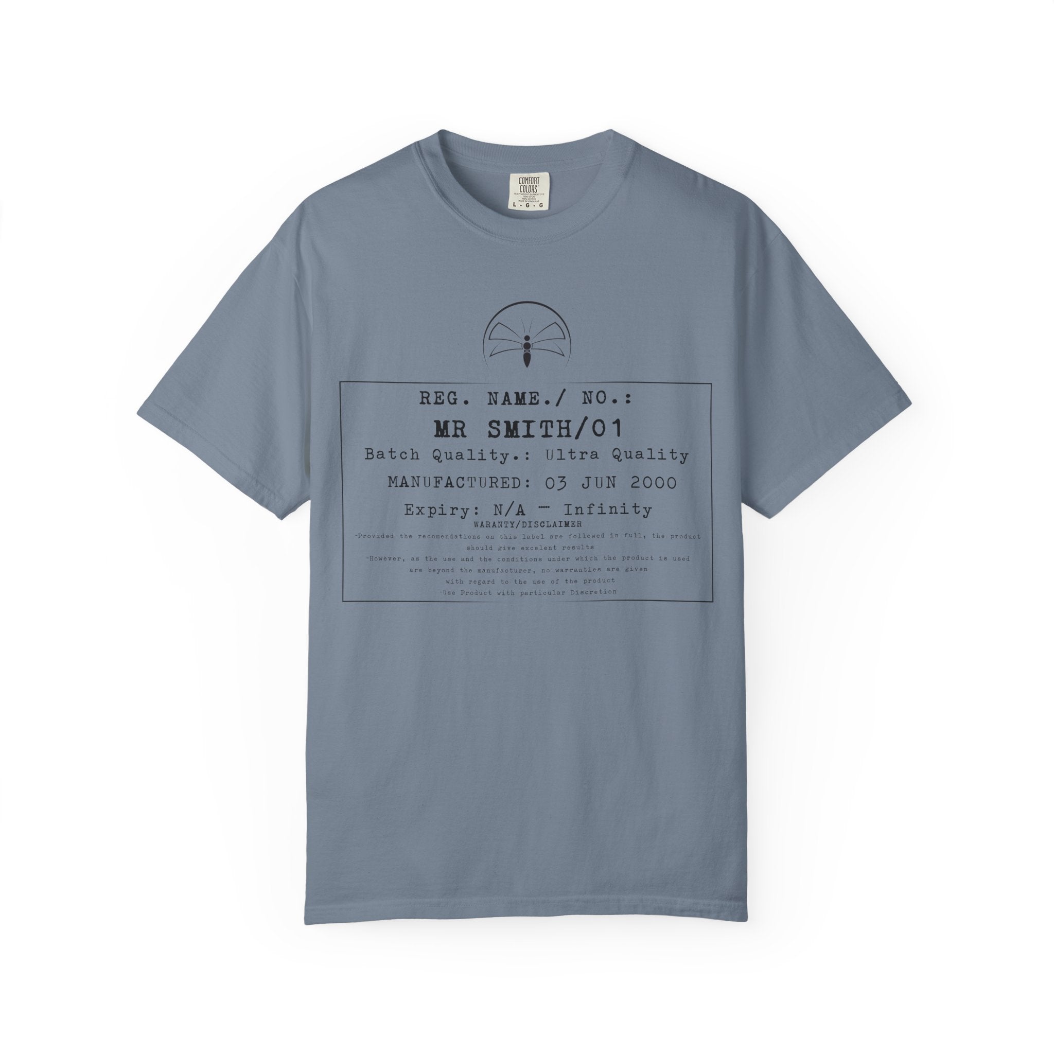 Front Print Personalised Details Stamp (Manufacturing Details Imitation) With Wasp Logo T-Shirt