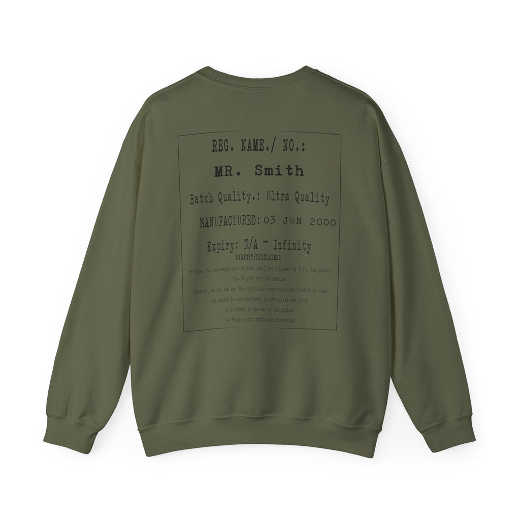 Back  Print Personalised Details Stamp (Manufacturing Details Imitation) With Wasp Logo Crewneck Sweatshirt