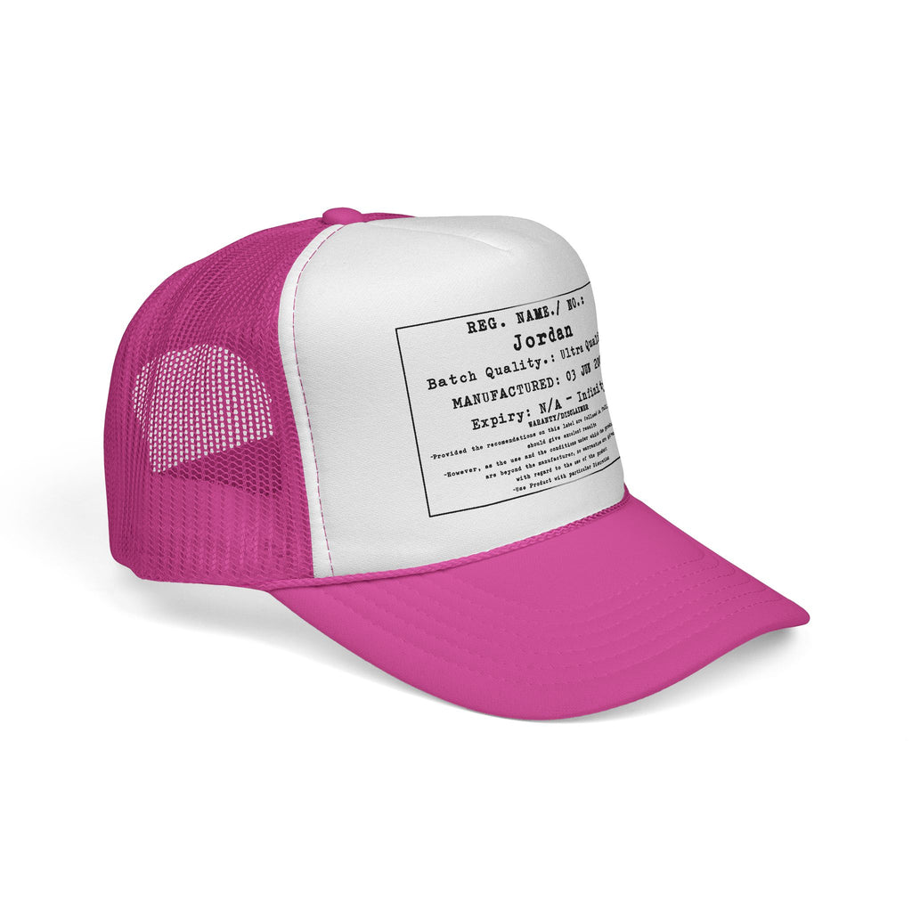 Personalised Details Stamp (Manufacturing Details Imitation) With Warranty Disclaimer Trucker Cap