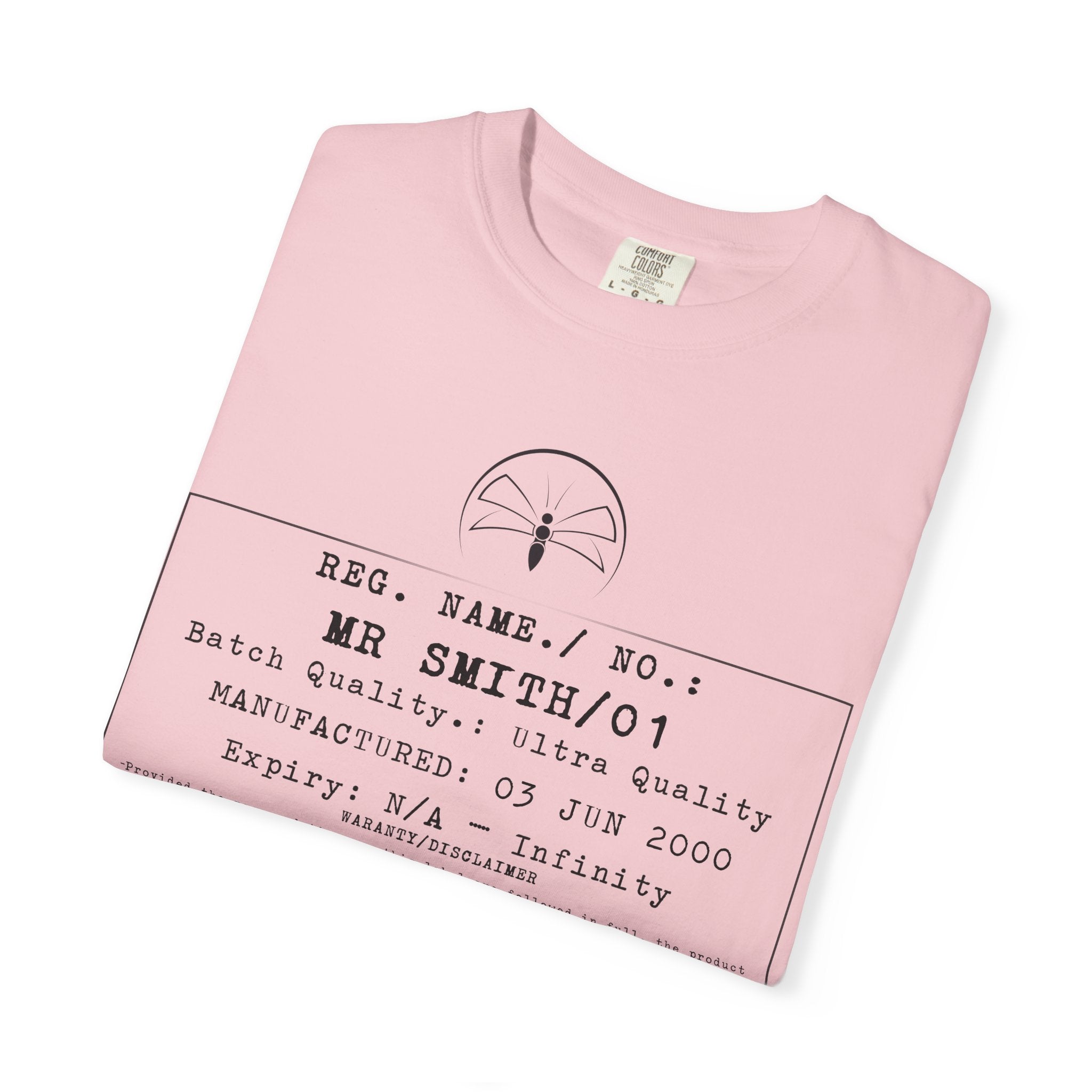 Front Print Personalised Details Stamp (Manufacturing Details Imitation) With Wasp Logo T-Shirt