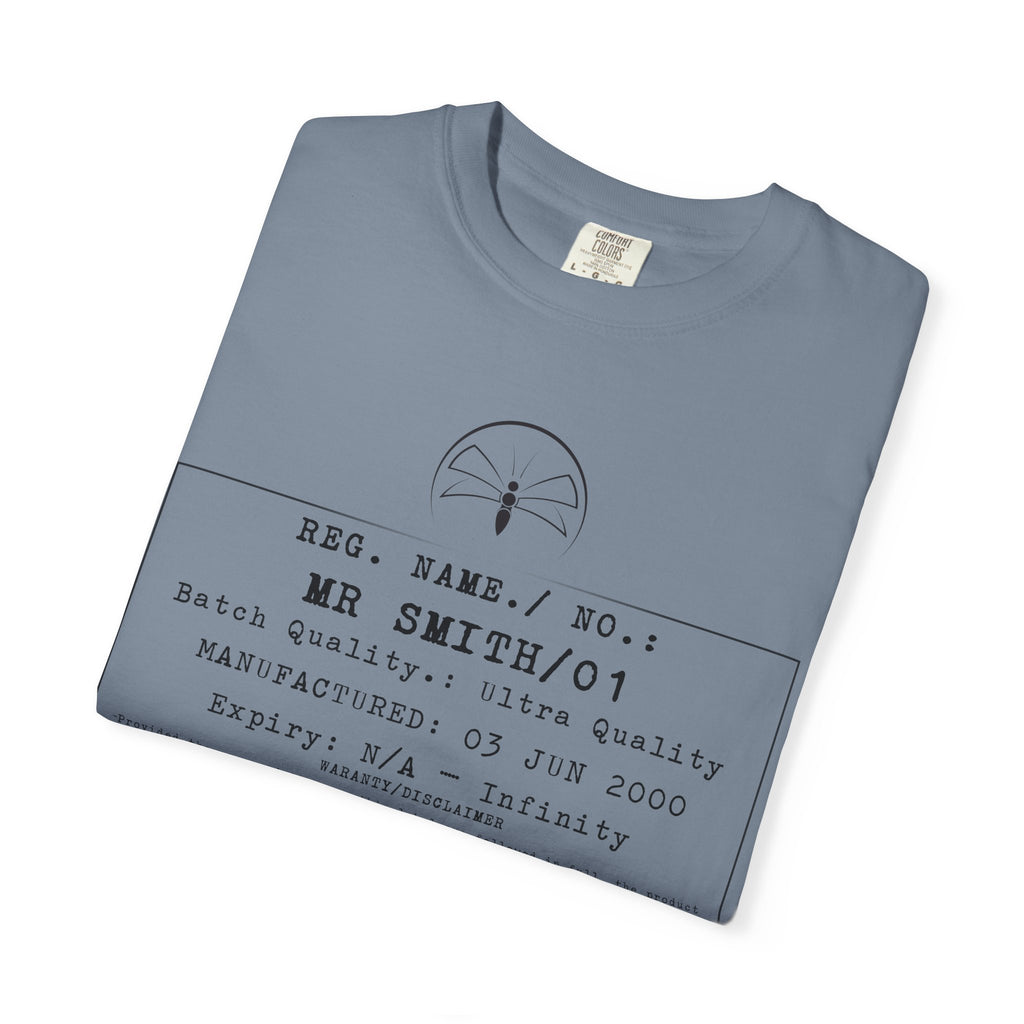 Front Print Personalised Details Stamp (Manufacturing Details Imitation) With Wasp Logo T-Shirt