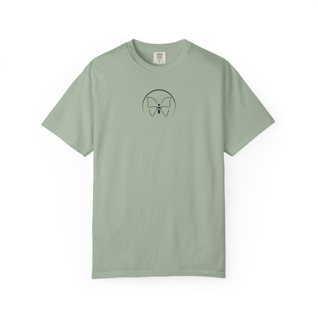 Back Print Personalised Details Stamp (Manufacturing Details Imitation) With Butterfly Logo T-Shirt