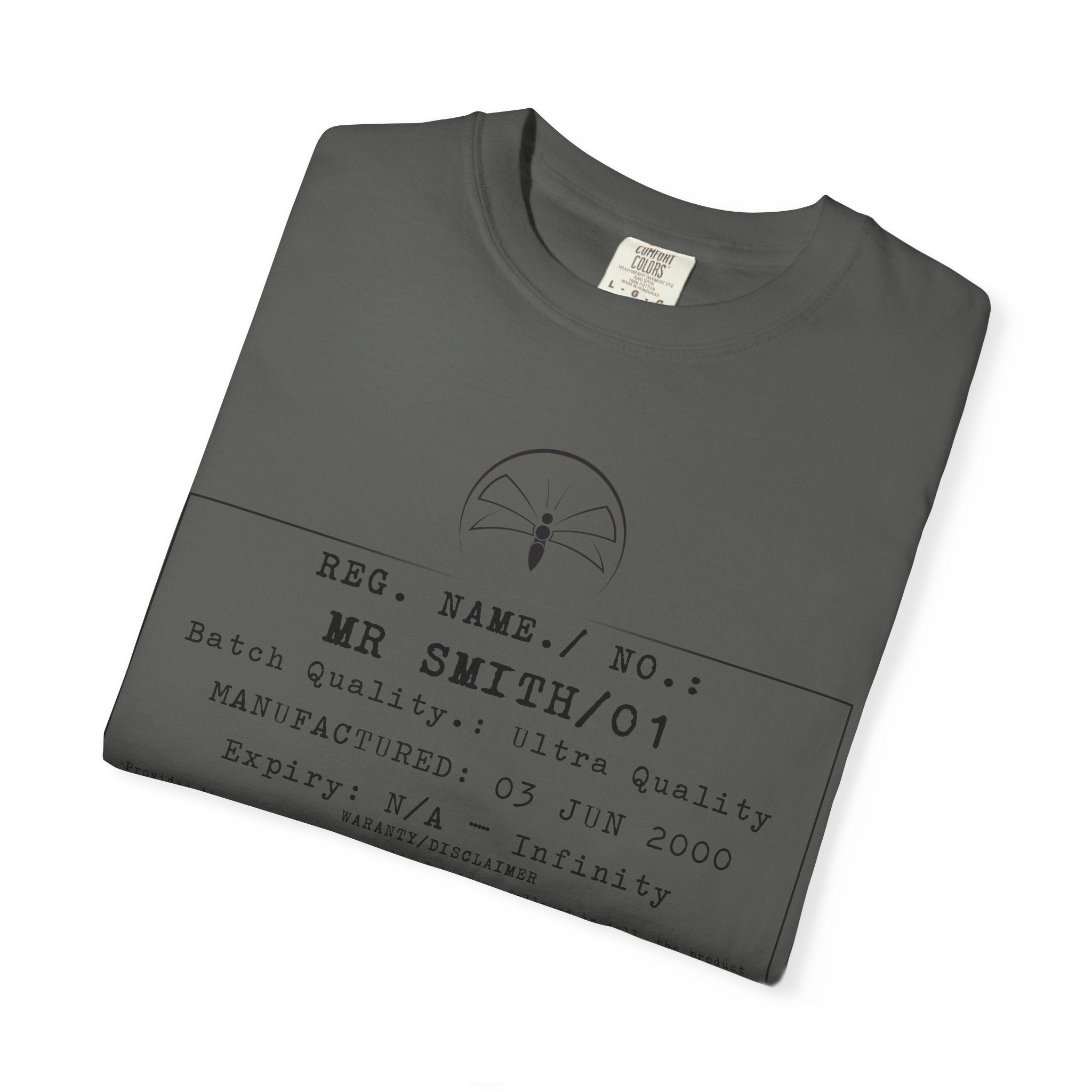 Front Print Personalised Details Stamp (Manufacturing Details Imitation) With Wasp Logo T-Shirt