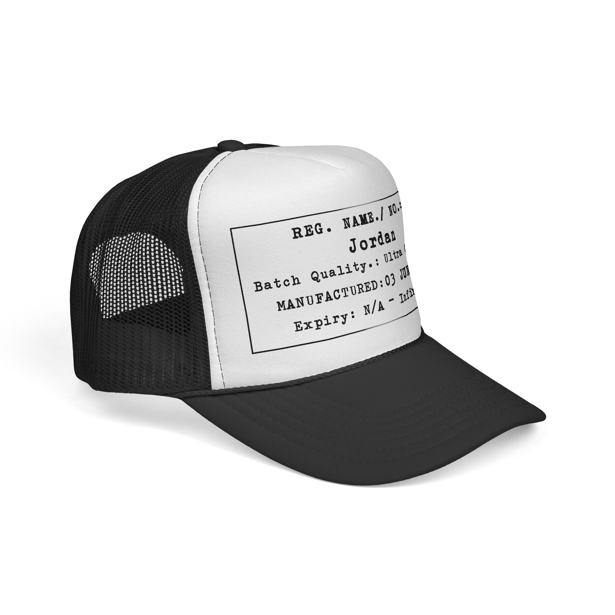 Personalised Details Stamp (Manufacturing Details Imitation) Trucker Cap