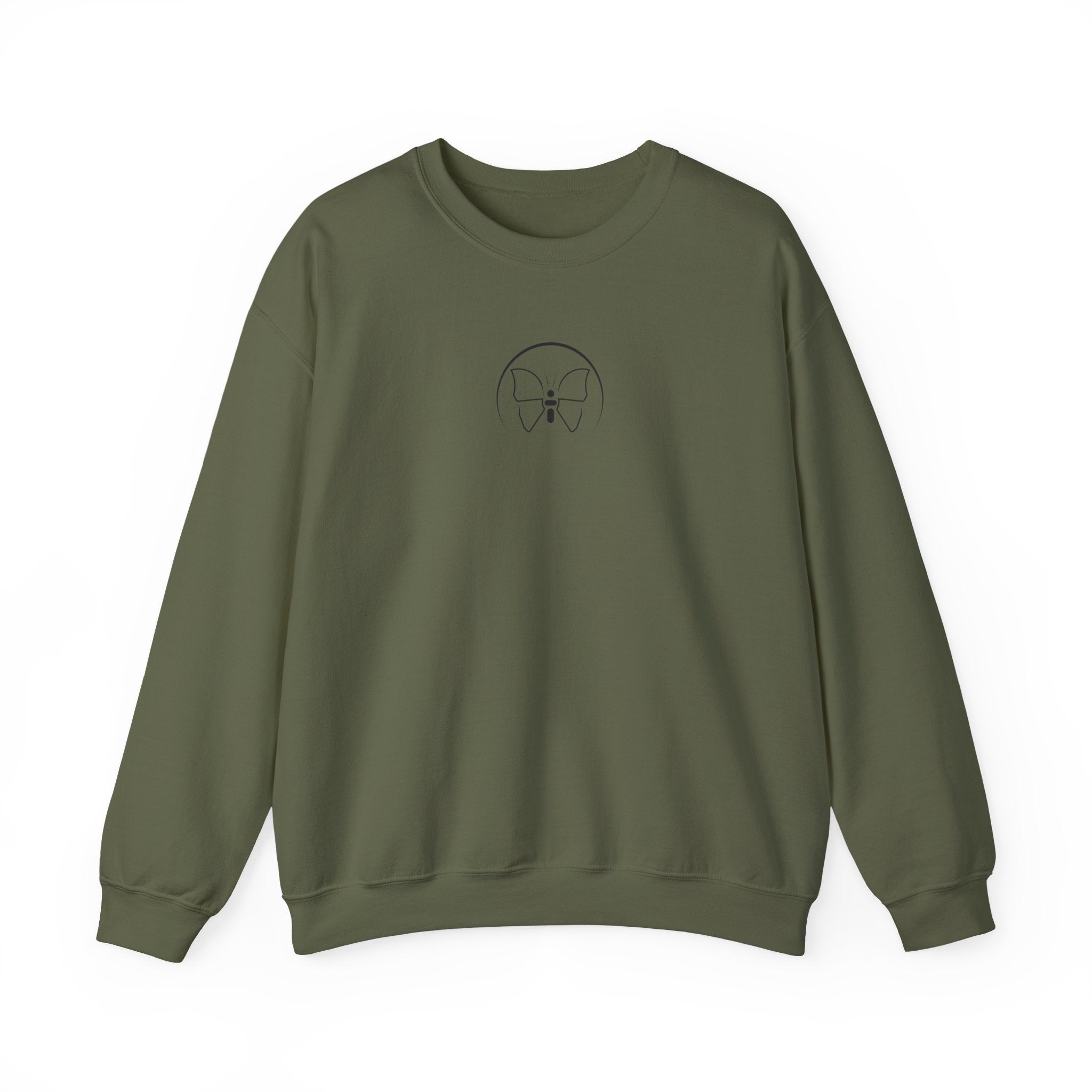 Back  Print Personalised Details Stamp (Manufacturing Details Imitation) With Butterfly Logo Crewneck Sweatshirt