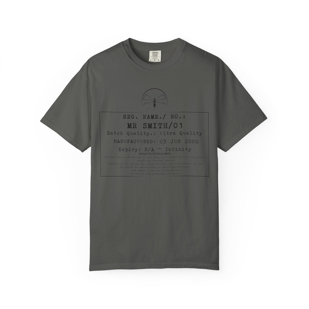 Front Print Personalised Details Stamp (Manufacturing Details Imitation) With Wasp Logo T-Shirt