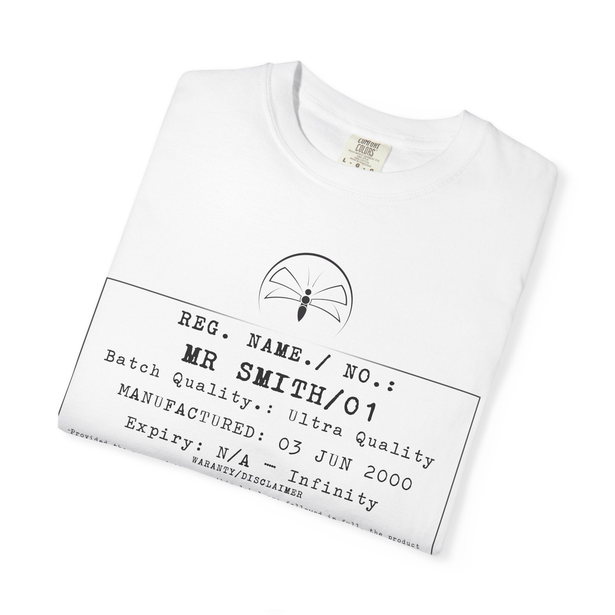Front Print Personalised Details Stamp (Manufacturing Details Imitation) With Wasp Logo T-Shirt