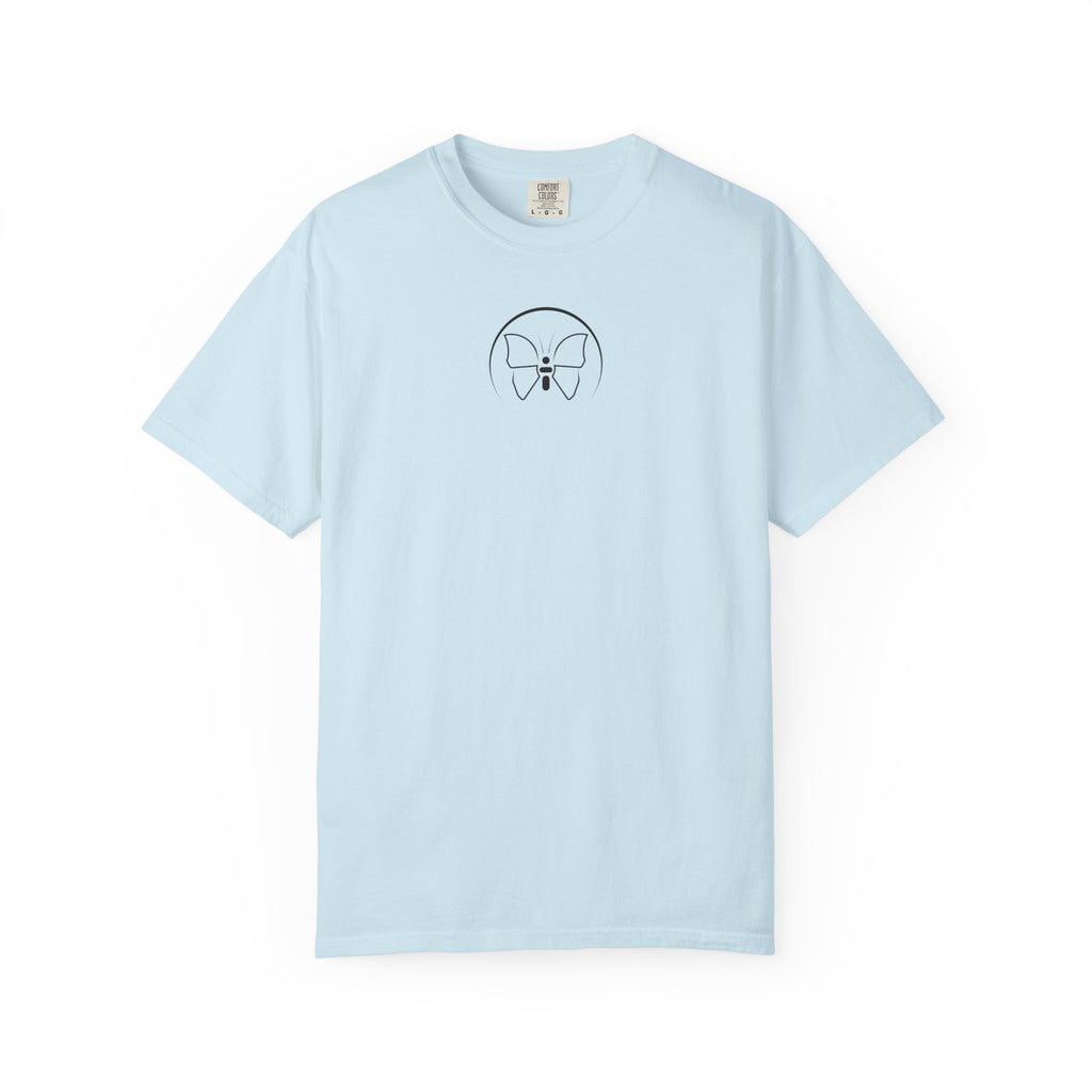 Back Print Personalised Details Stamp (Manufacturing Details Imitation) With Butterfly Logo T-Shirt