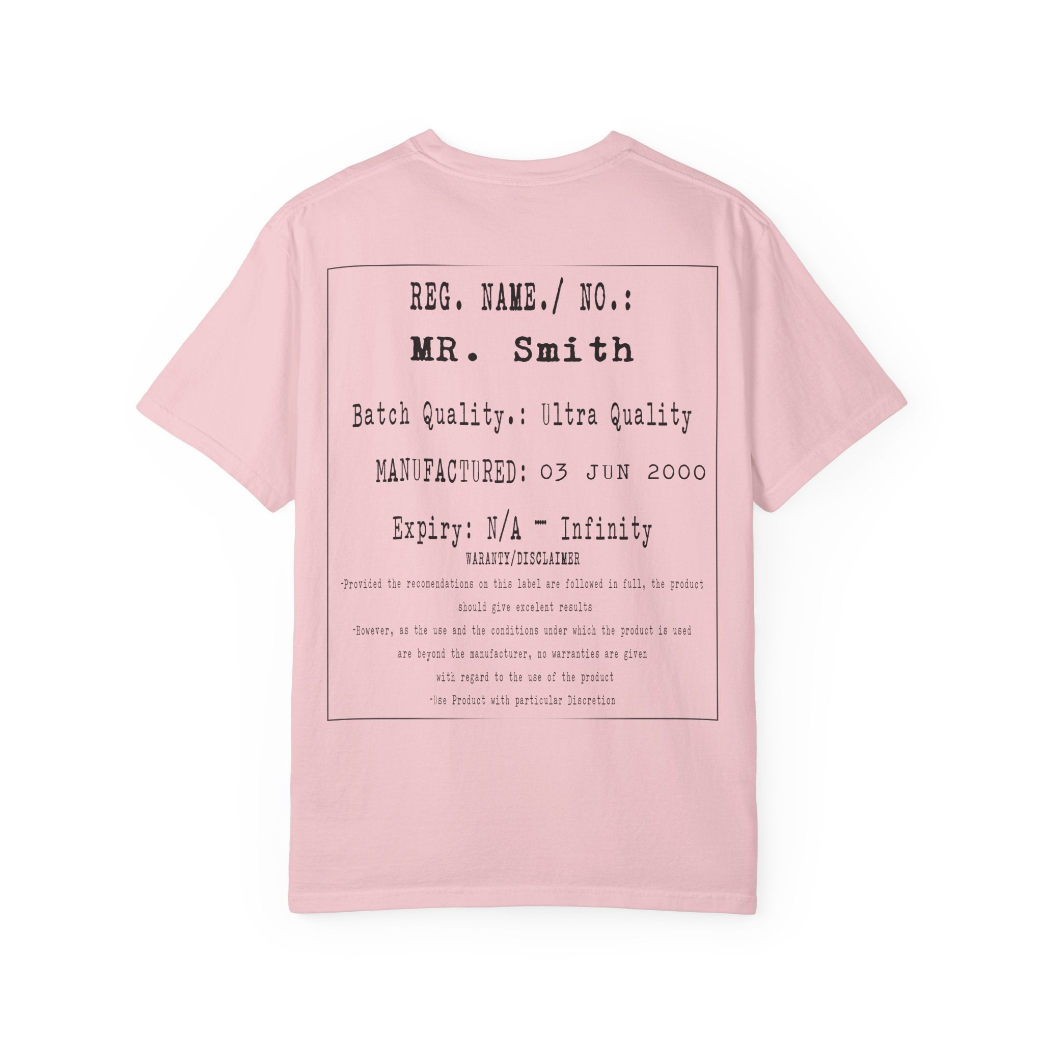 Back  Print Personalised Details Stamp (Manufacturing Details Imitation) With Wasp Logo T-Shirt