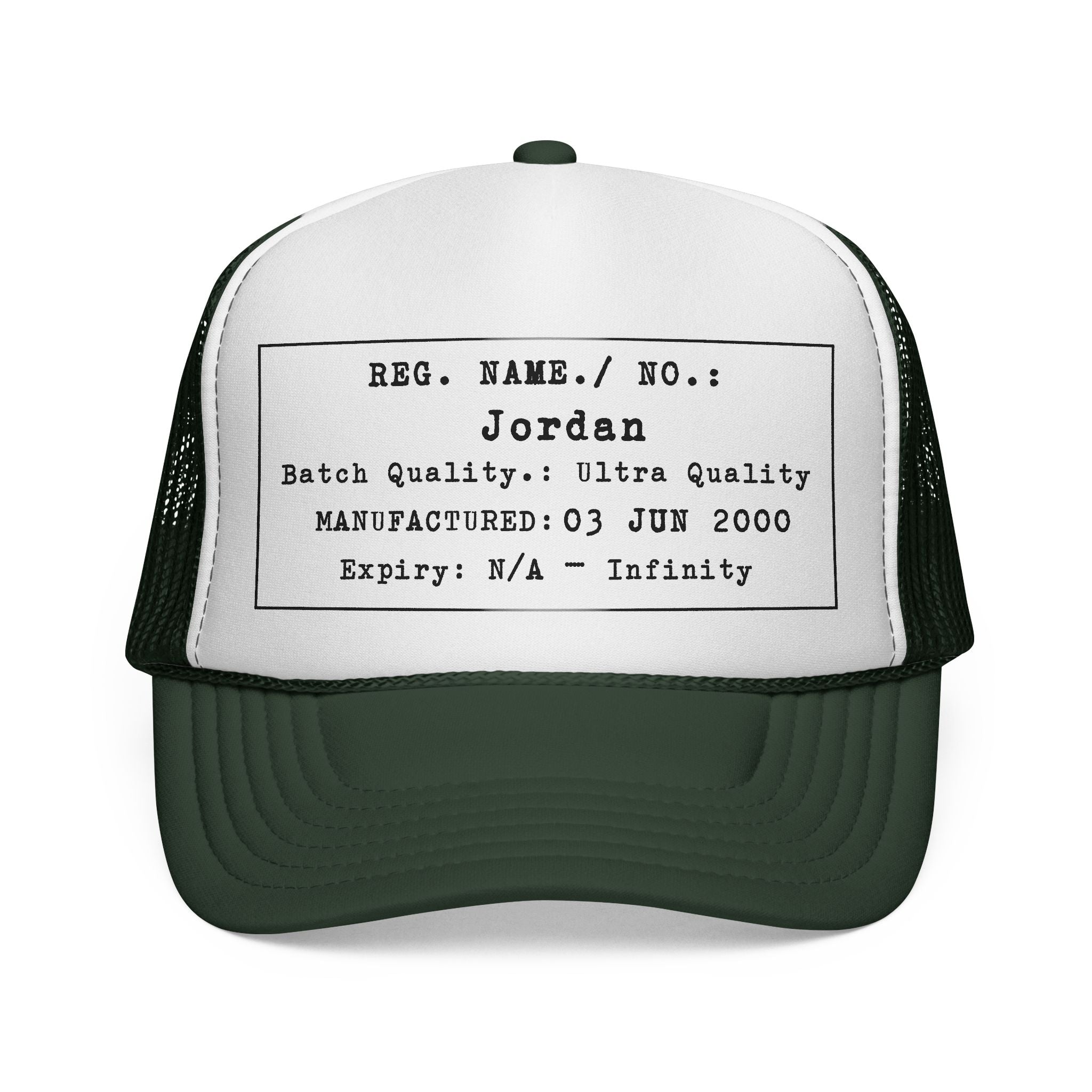 Personalised Details Stamp (Manufacturing Details Imitation) Trucker Cap