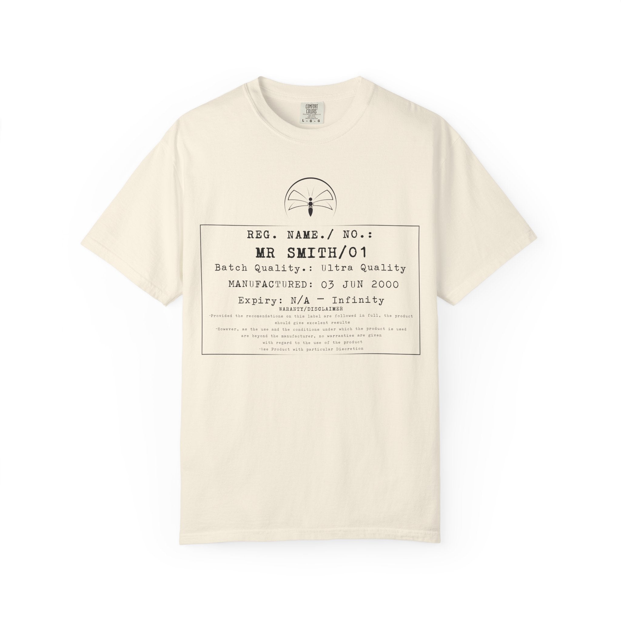 Front Print Personalised Details Stamp (Manufacturing Details Imitation) With Wasp Logo T-Shirt