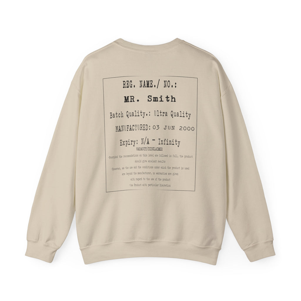 Back  Print Personalised Details Stamp (Manufacturing Details Imitation) With Wasp Logo Crewneck Sweatshirt