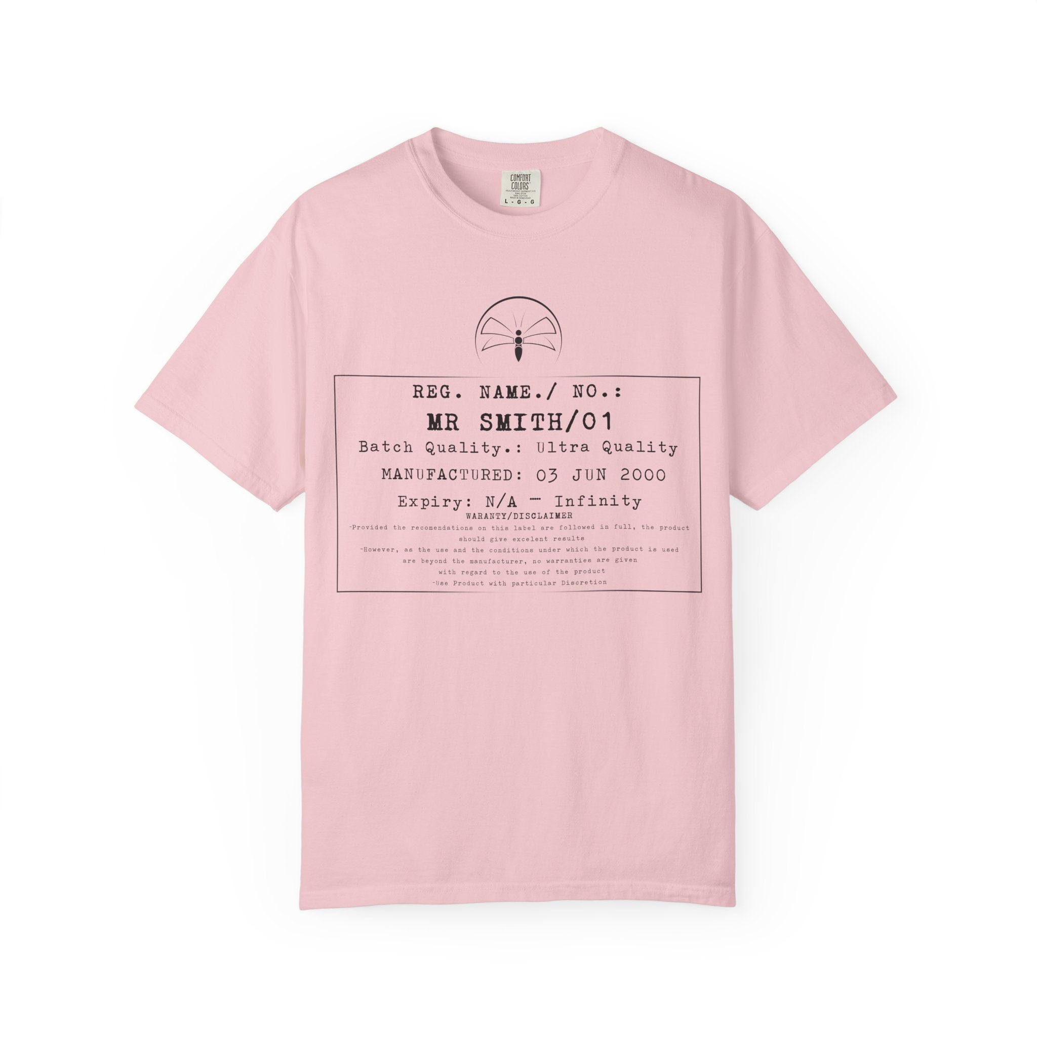 Front Print Personalised Details Stamp (Manufacturing Details Imitation) With Wasp Logo T-Shirt