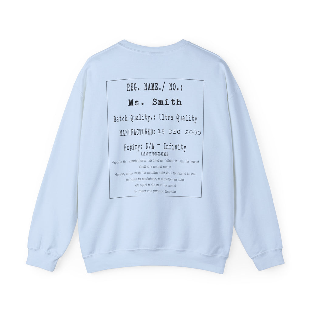 Back  Print Personalised Details Stamp (Manufacturing Details Imitation) With Butterfly Logo Crewneck Sweatshirt